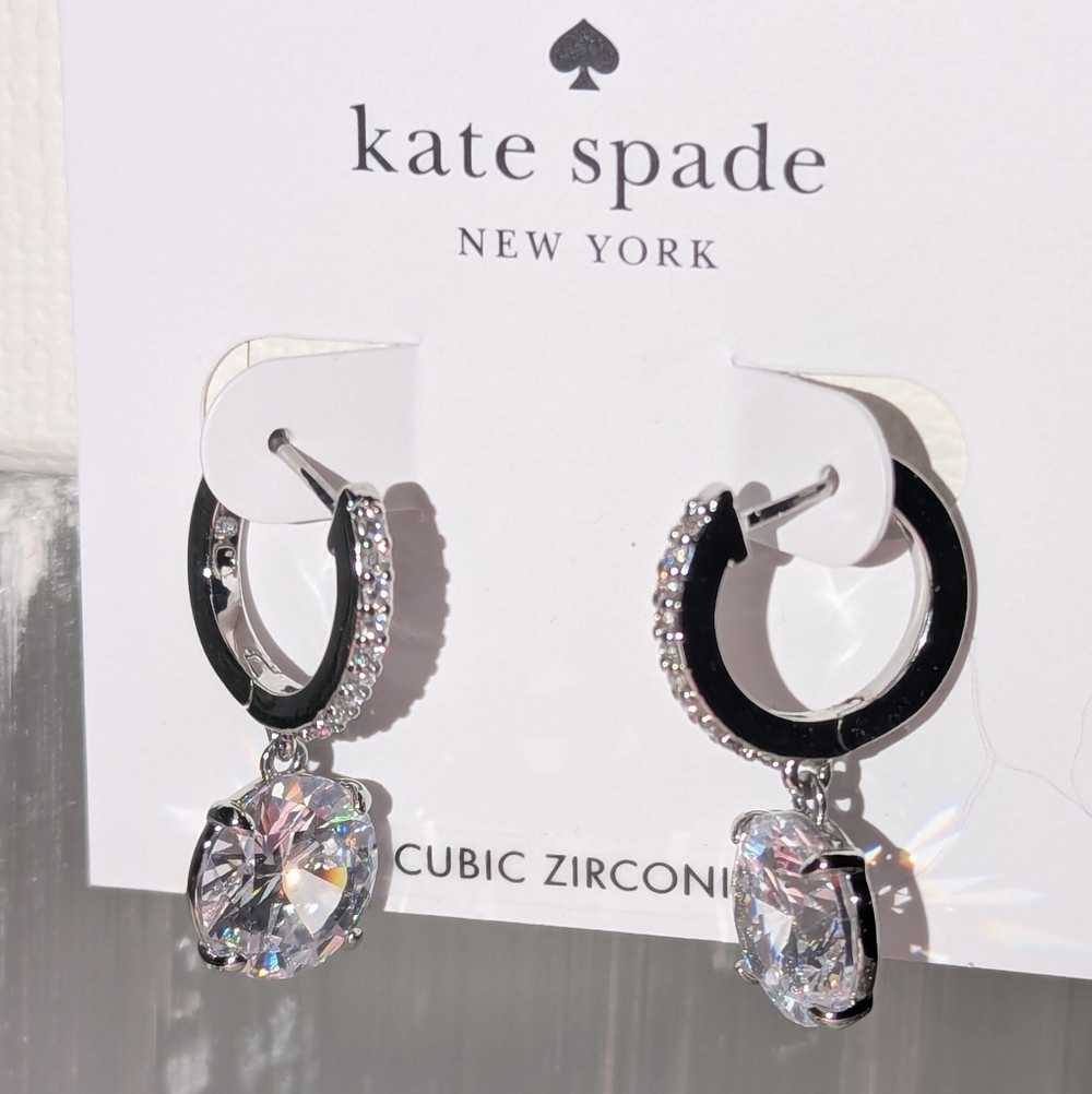 NWT Kate Spade That Sparkle Drop Earrings - Silver
